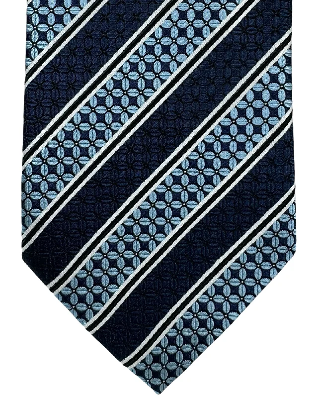 vibrant designer silk ties for weddings-Ermenegildo Zegna Silk Tie Blue Mini Floral Stripes