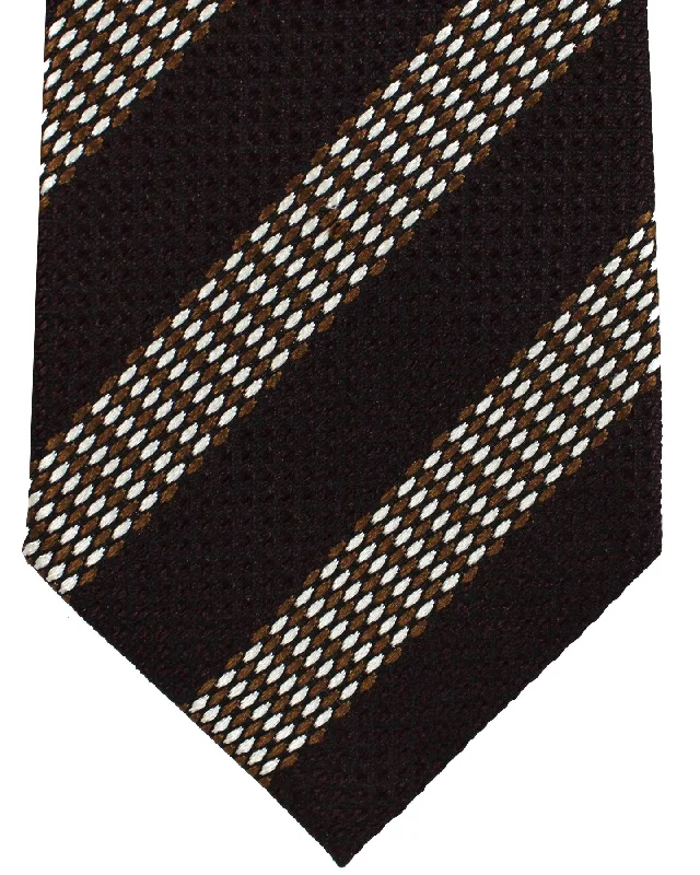 premium necktie options for formal wear-Ermenegildo Zegna Silk Tie Couture XXX Dark Brown Pattern Stripes SALE