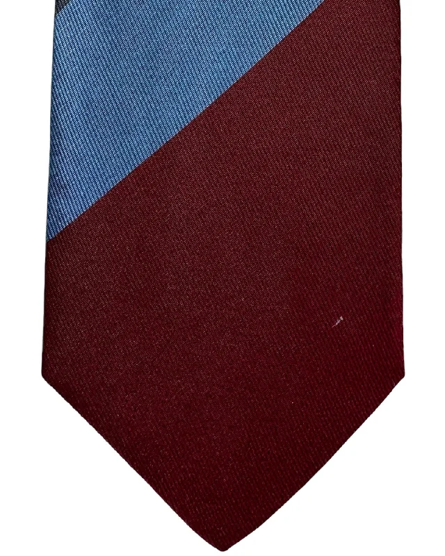 elegant wedding necktie sets for men-Gene Meyer Necktie Maroon Blue Green Stripes - Hand Made In Italy