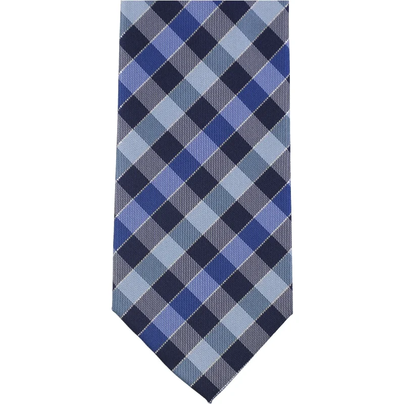 silk ties for men’s professional wear-Geoffrey Beene Mens Checkered Self-tied Necktie, Blue, One Size - One Size