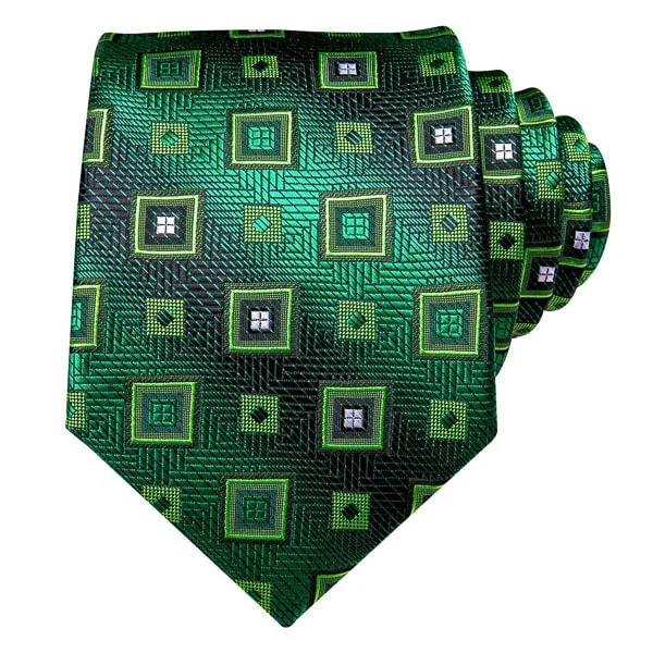 stylish silk necktie sets for office-Classy Men Green Mixer Square Silk Tie