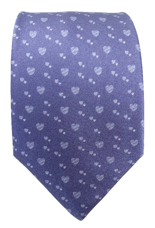 silk ties with unique patterns for weddings-Hearts Print Blue Silk Tie