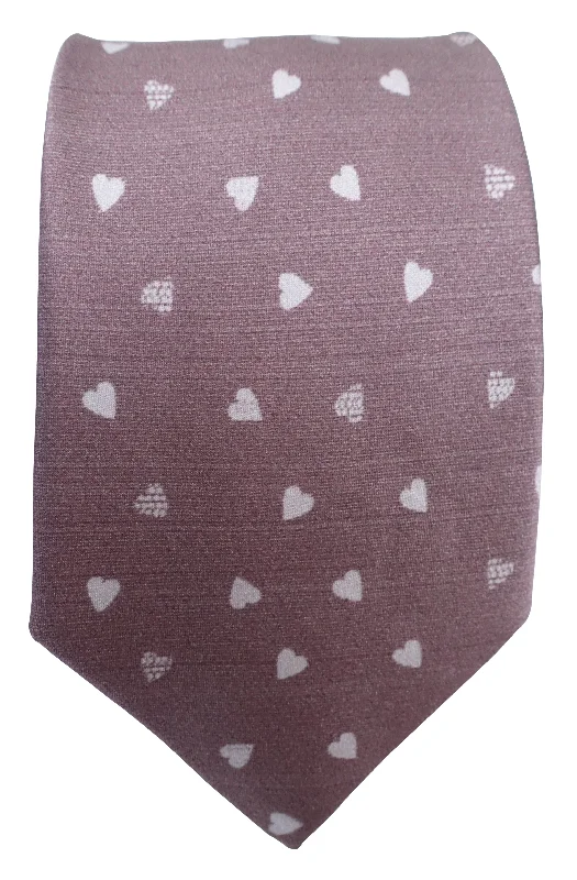 stylish silk wedding necktie designs-Hearts Print Mauve Silk Tie