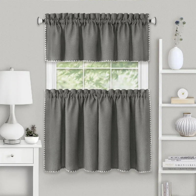 luxury silk office tie options-Kendal Tier and Valance Window Curtain Set