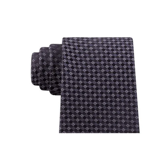 premium silk bow ties for men-Kenneth Cole Reaction Men's Micro Checkerboard Slim Tie Black Size Regular