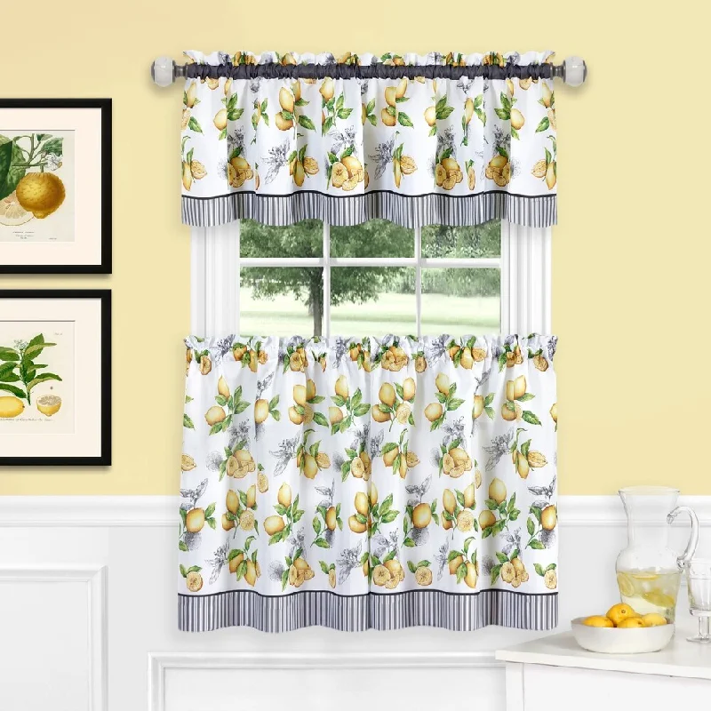 casual silk necktie sets for men-Lemon Drop Tier and Valance Window Curtain Set - Yellow