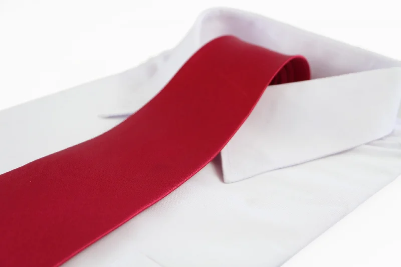 unique bow ties for formal wear-Mens Dark Red 10cm Plain Neck Tie