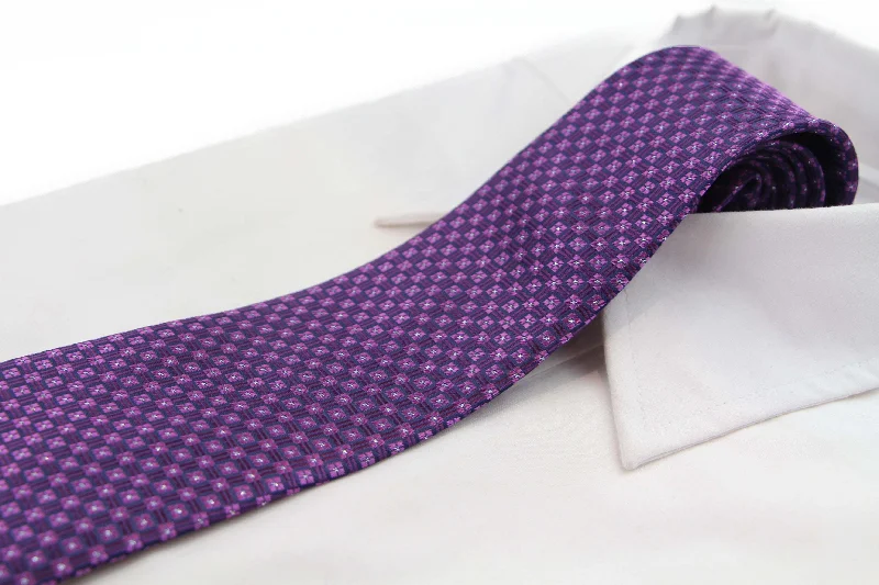 silk necktie sets for casual events-Mens Purple Cubes & Squares 8cm Patterned Neck Tie