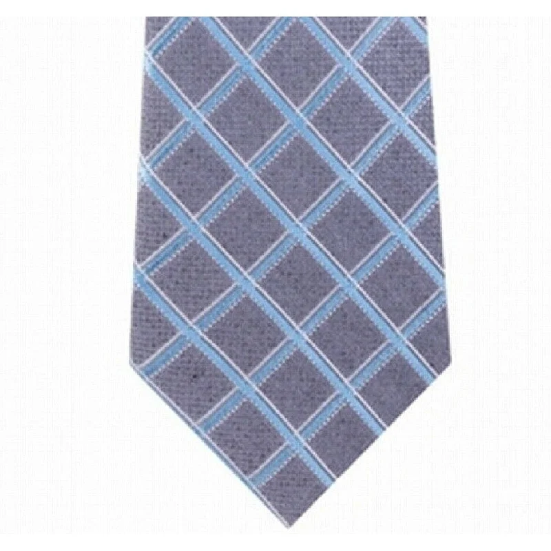 stylish necktie sets for formal occasions-Michael Kors Men's Asymmetric Grid Tie Blue Size Regular