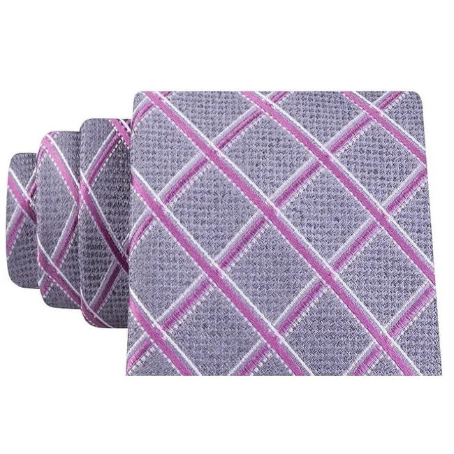 stylish designer silk necktie designs-Michael Kors Men's Asymmetric Grid Tie Pink Size Regular