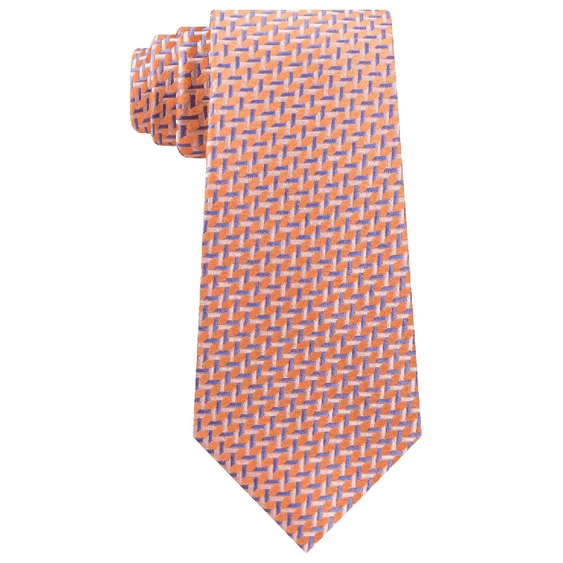 silk neckties with unique designs-Michael Kors Men's Checks Silk Neck Tie Orange Size Regular