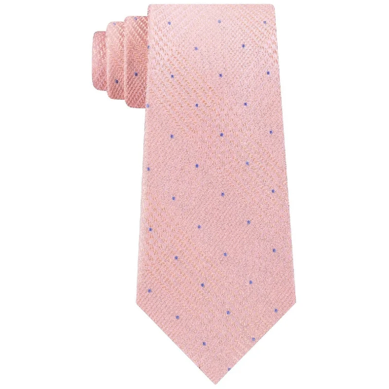 silk ties for office interviews-Michael Kors Men's Classic Glen Check Dot Tie Pink Size Regular