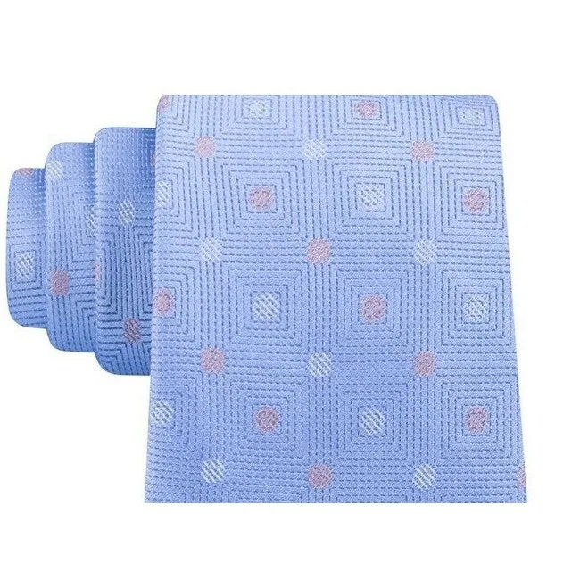 luxury necktie options for office wear-Michael Kors Men's Light Blue Polka Dot 100% Silk Neck Tie Blue Size Regular