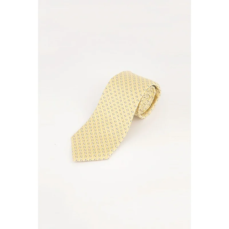 men's silk bow ties for business wear-Michael Kors Men's Yellow Geometric Classic Neck Tie Yellow Size Regular