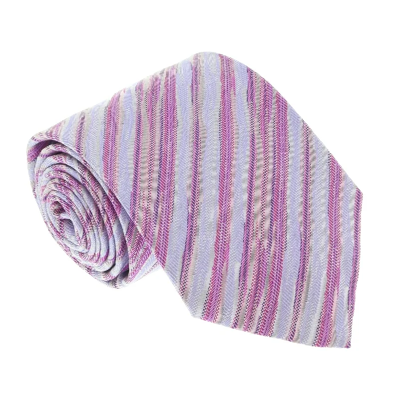 best silk necktie colors for office wear-Missoni U4311 Purple Bar Code 100% Silk Tie for mens