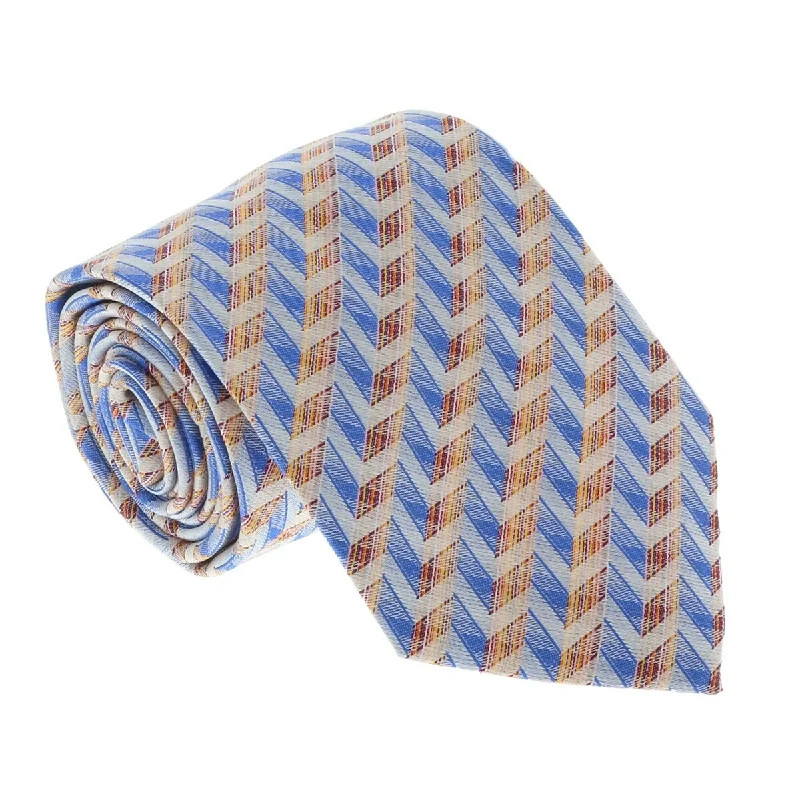 stylish silk ties for business wear-Missoni U4706 Blue/Orange Chevron 100% Silk Tie for mens