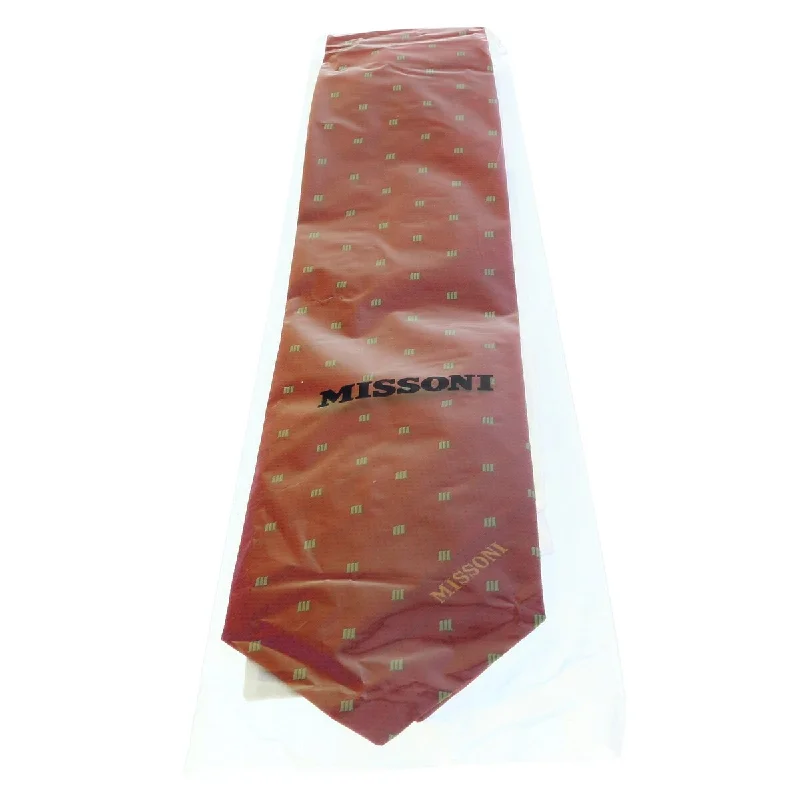 affordable business necktie packs for men-Missoni U5028 Red/Gold Motif 100% Silk Tie for mens