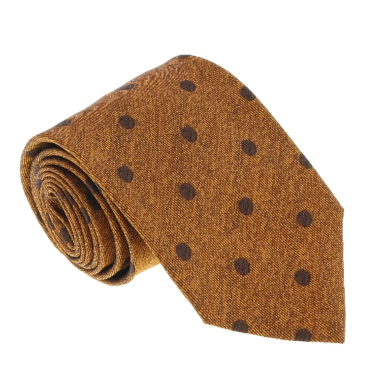 unique wedding necktie sets for men-Missoni U5092 Brown/Gold Polka Dot 100% Silk Tie for mens