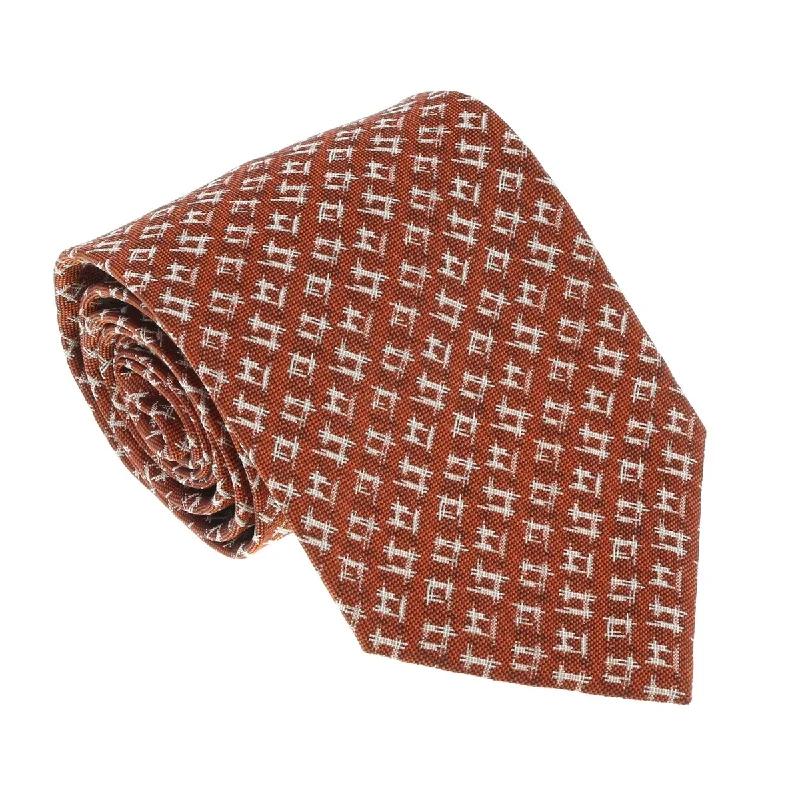 elegant bow ties for office wear-Missoni U5095 Orange/Cream Graphic 100% Silk Tie for mens