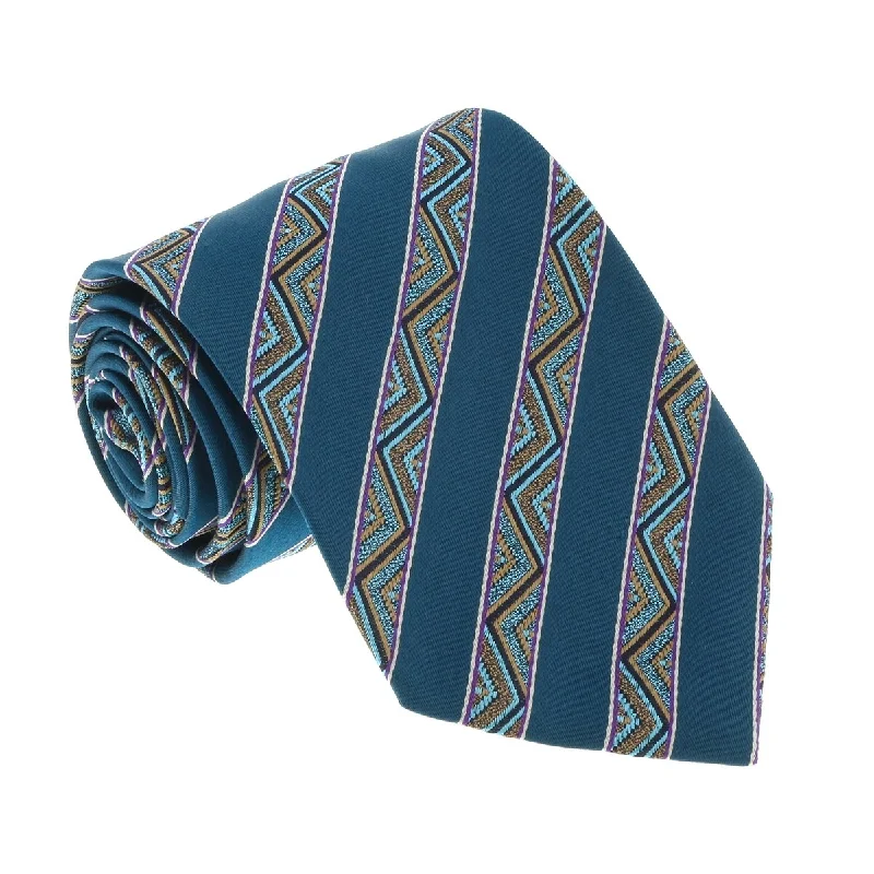 silk ties with unique patterns for weddings-Missoni U5128 Green Awning 100% Silk Tie for mens