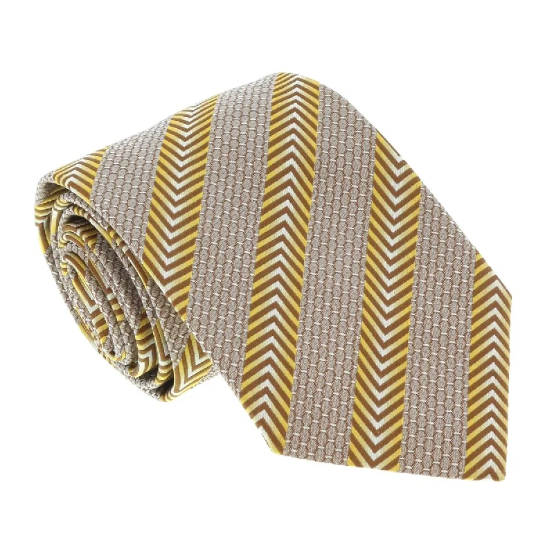 unique silk necktie styles for business-Missoni U5325 Gold/Brown Micro Check 100% Silk Tie for mens