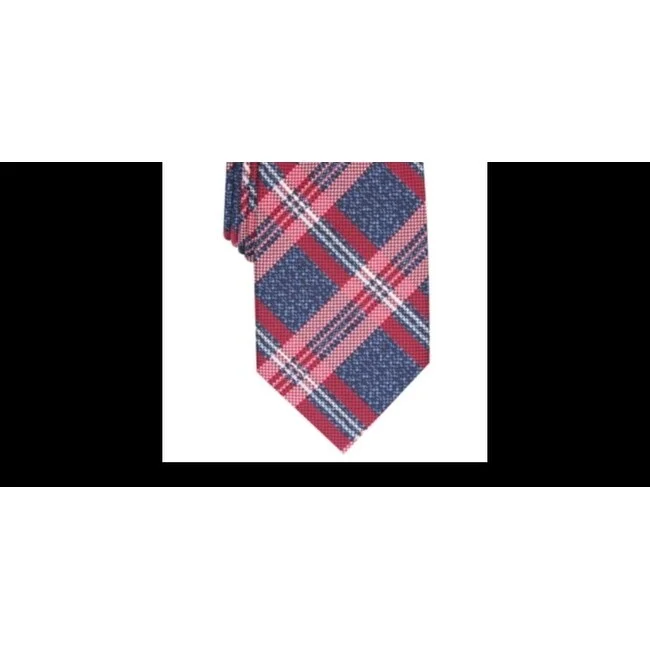 formal silk neckties for weddings-Perry Ellis Men's Duxbury Plaid Tie Red Size Regular