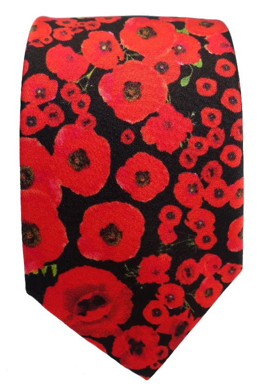 silk ties for professional events-Armistice, remembrance, centenary Poppy Silk Tie