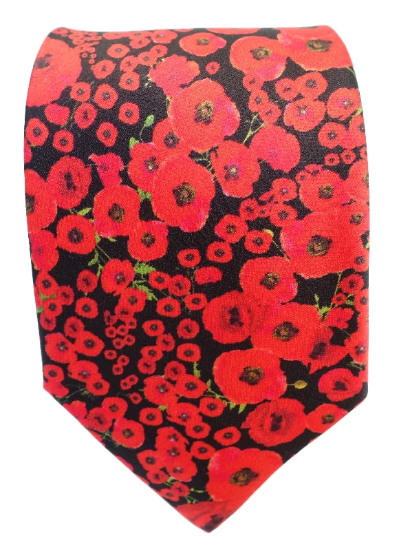 premium necktie collections for weddings-Remembrance, Armistice Day, Centenary Poppy Silk Tie