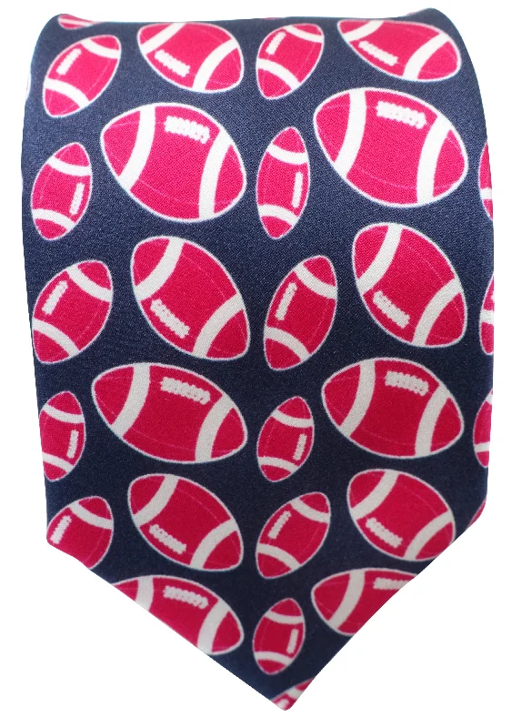 formal silk necktie sets for office wear-Rugby ball Print Silk Tie