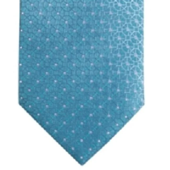 affordable slim silk neckties-Ryan Seac'rest Distinction Men's Gaffney Geo Silk Blend Business Neck Tie Blue Size Regular