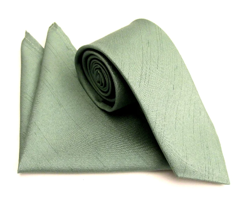 premium silk necktie sets for business attire-Sage Green Tie and Hankie set