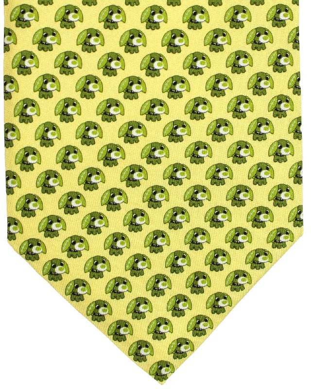 silk necktie sets for casual events-Salvatore Ferragamo Silk Tie Yellow Dog FINAL SALE