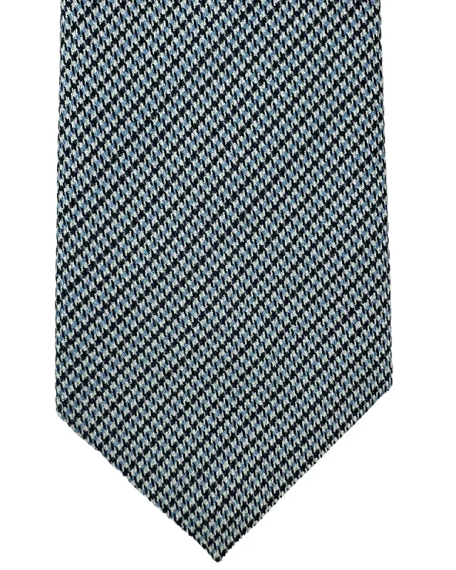 unique wedding neckties for men-Salvatore Ferragamo Tie Houndstooth Blue - Narrow Necktie SALE