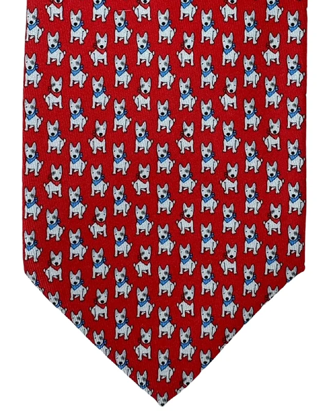 classic men's business neckties-Salvatore Ferragamo Tie Red Terrier Dog - 2024 Collection