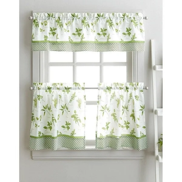 luxury men's necktie designs for weddings-Spring Herb Garden Kitchen Curtain Tier Set - 36 in. - 3 Pc Set