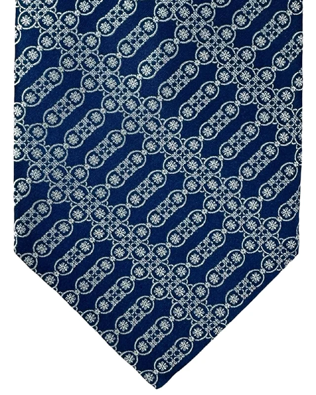 professional office necktie sets for men-Stefano Ricci Silk Tie Navy Mini Floral