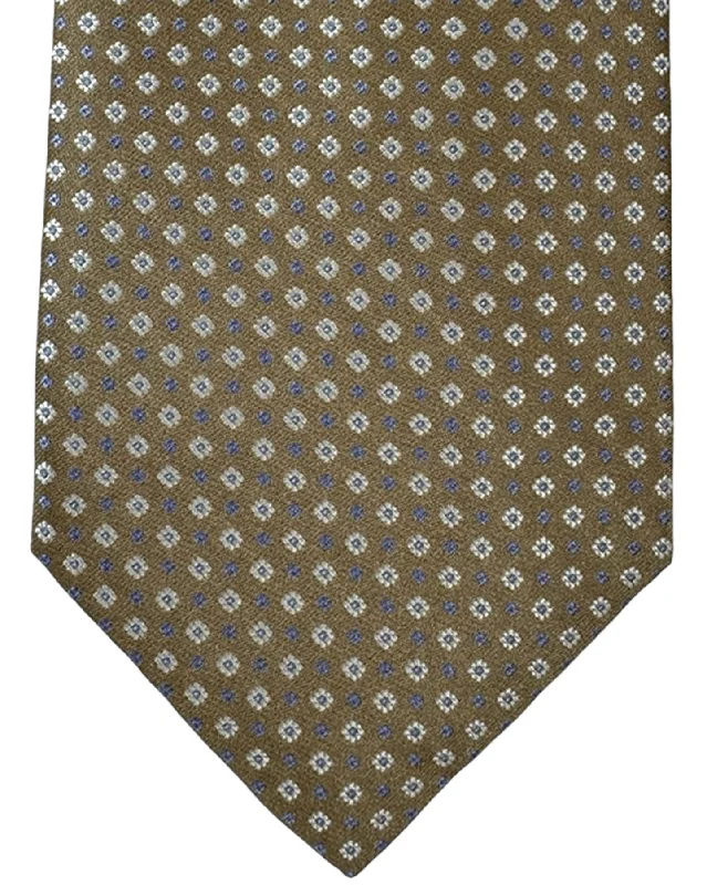 unique wedding necktie sets for men-Stefano Ricci Silk Tie Taupe Mini Floral