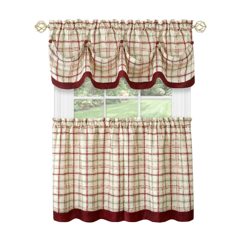 luxury silk wedding tie collections-Tattersall Window Curtain Tier Pair and Valance Set