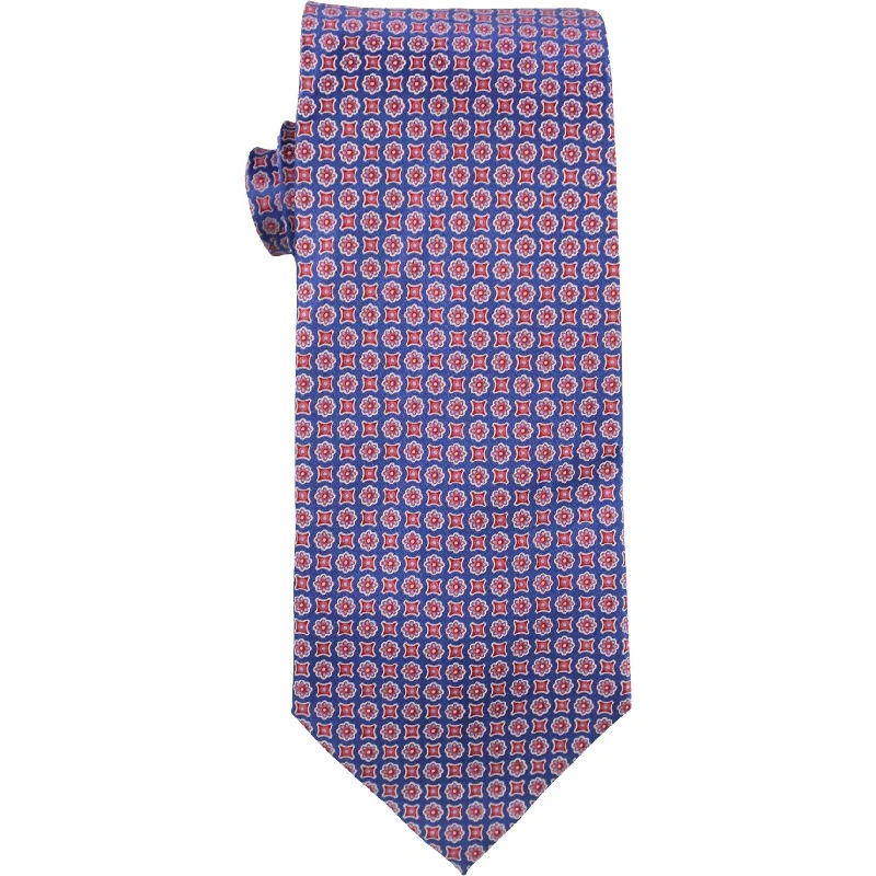 silk ties for professional events-The Men's Store Mens Mini Square Floret Self-tied Necktie, Blue, One Size - One Size