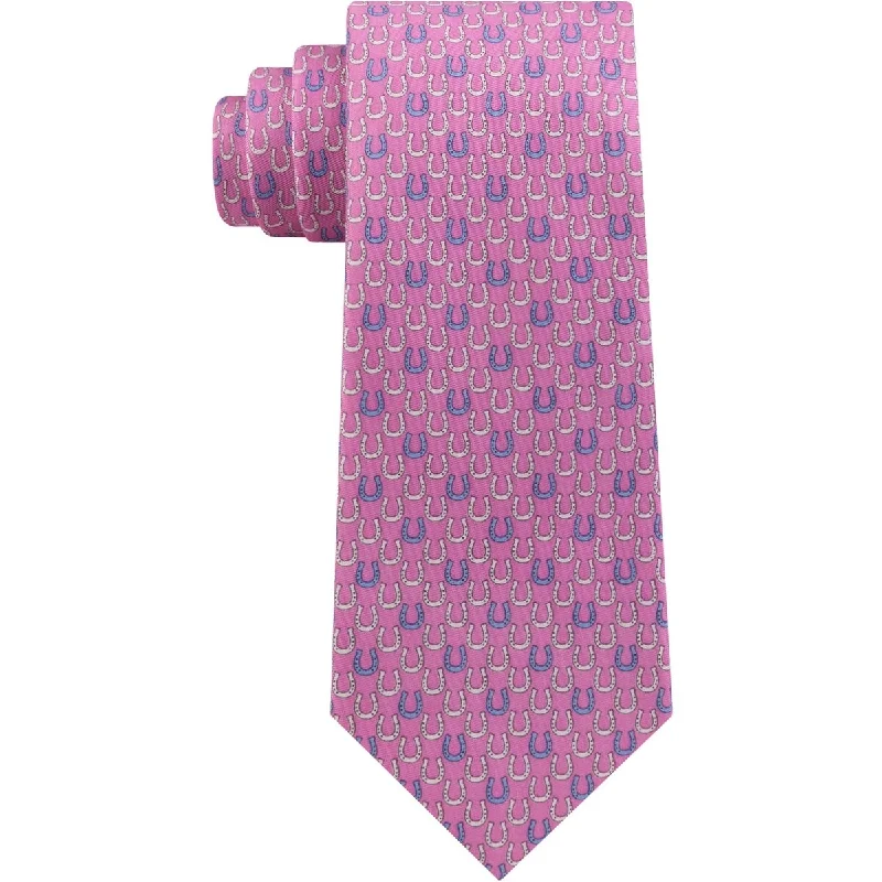 unique bow ties for formal wear-Tommy Hilfiger Men's Derby Classic Horseshoe Silk Tie Pink One Size