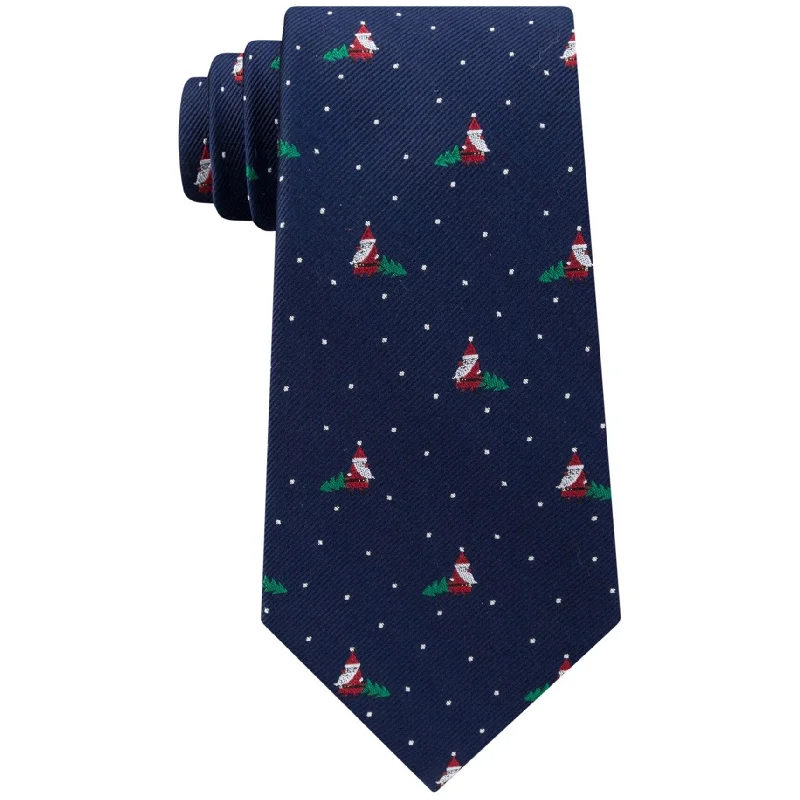 luxurious silk necktie brands-Tommy Hilfiger Mens Kris Kringle Self-tied Necktie, Blue, One Size - One Size