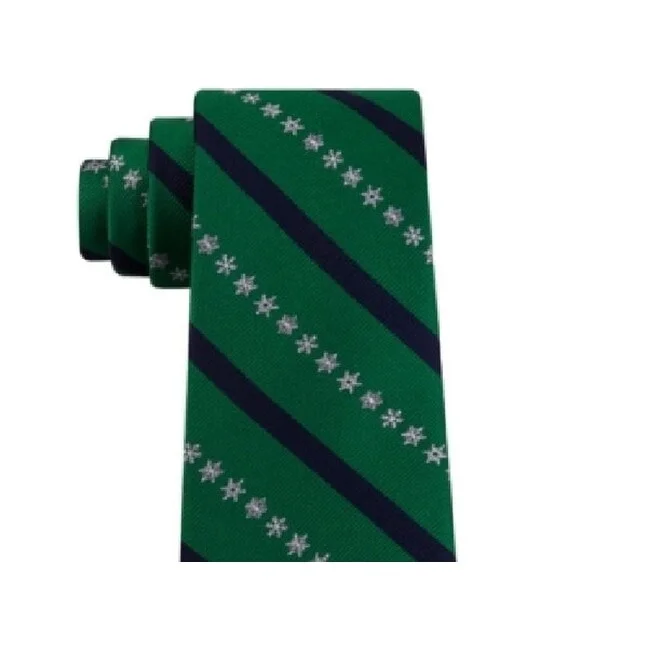 elegant business tie options-Tommy Hilfiger Men's Snowflake Stripe Tie Green Size Regular