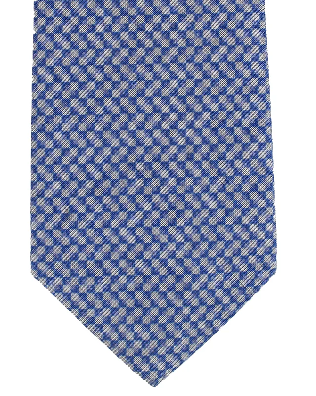 silk necktie ideas for business events-Ungaro Tie Royal Blue Gray Geometric Design - Narrow Cut Designer Necktie SALE