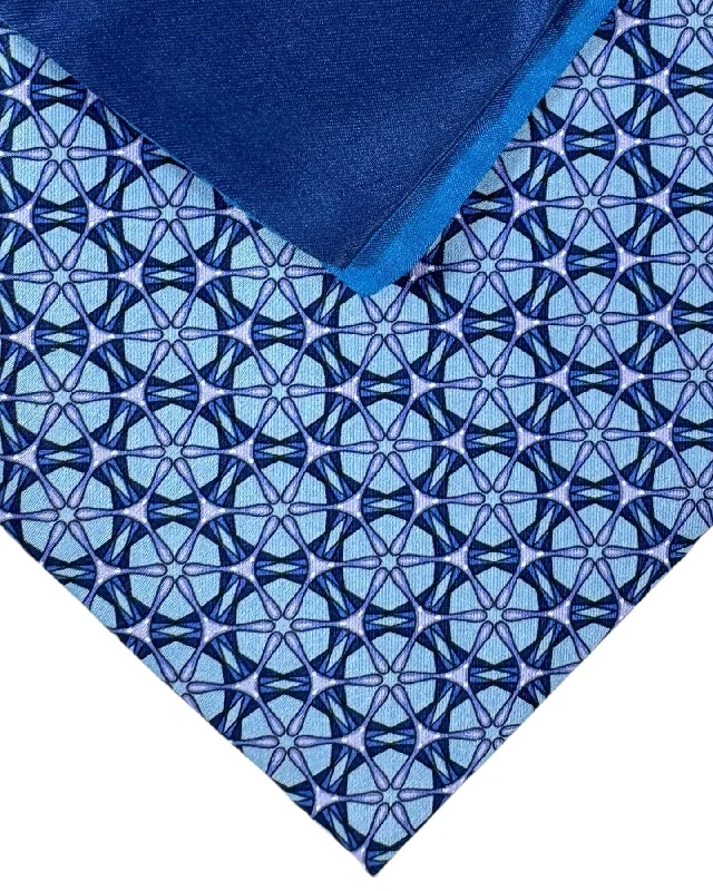 vibrant necktie designs for formal events-Zilli Tie & Matching Pocket Square Set Dark Blue Lilac Geometric