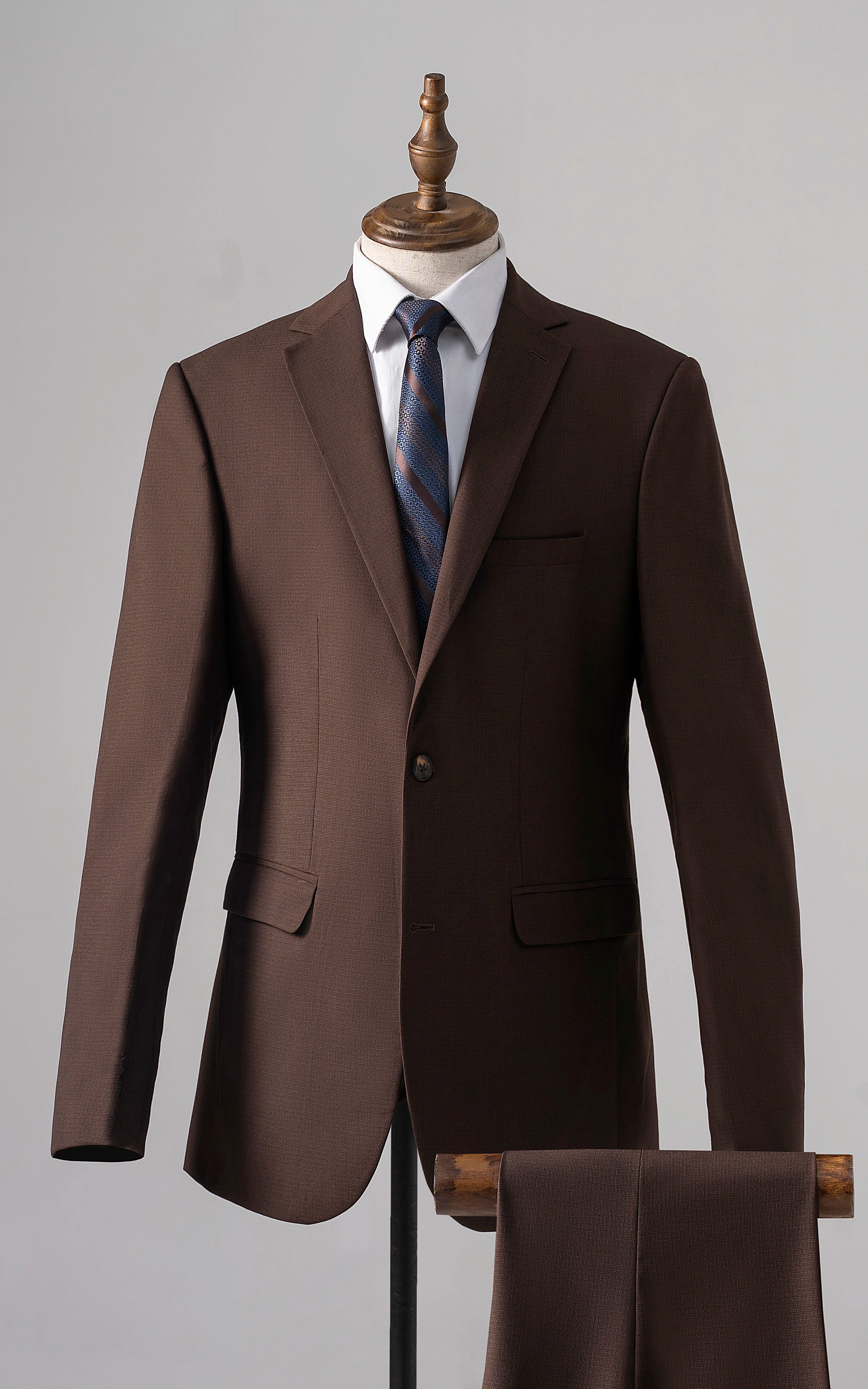 Men's wool tuxedo with satin collar -2 PIECE SUIT DARK BROWN