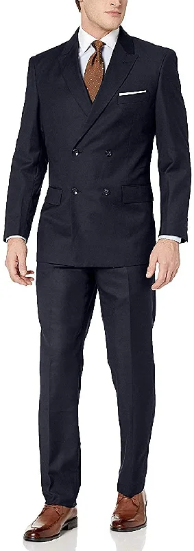 Best men's wool tuxedo for wedding -Adam Baker Men's 2-Piece Wool Blend Double Breasted Solid Dress Suit