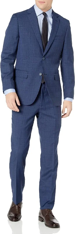 Men's grey tuxedo rental for office -Adam Baker Men's Modern Fit 100% Wool Two-Piece Notch Lapel Suit