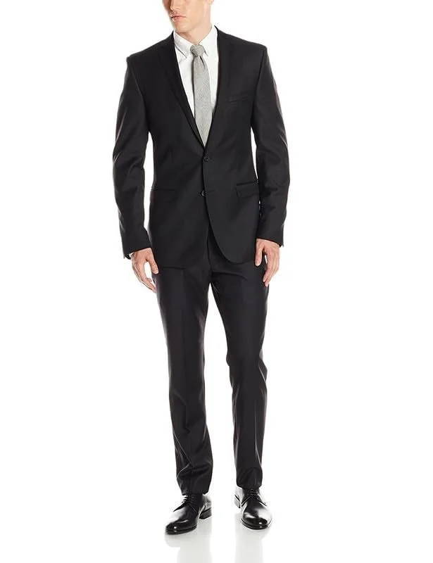 Men's slim fit wool dinner tuxedo -Adam Baker Men's Slim Fit Single-Breasted 2-Piece (Jacket & Pants) Luxury Wool Suit