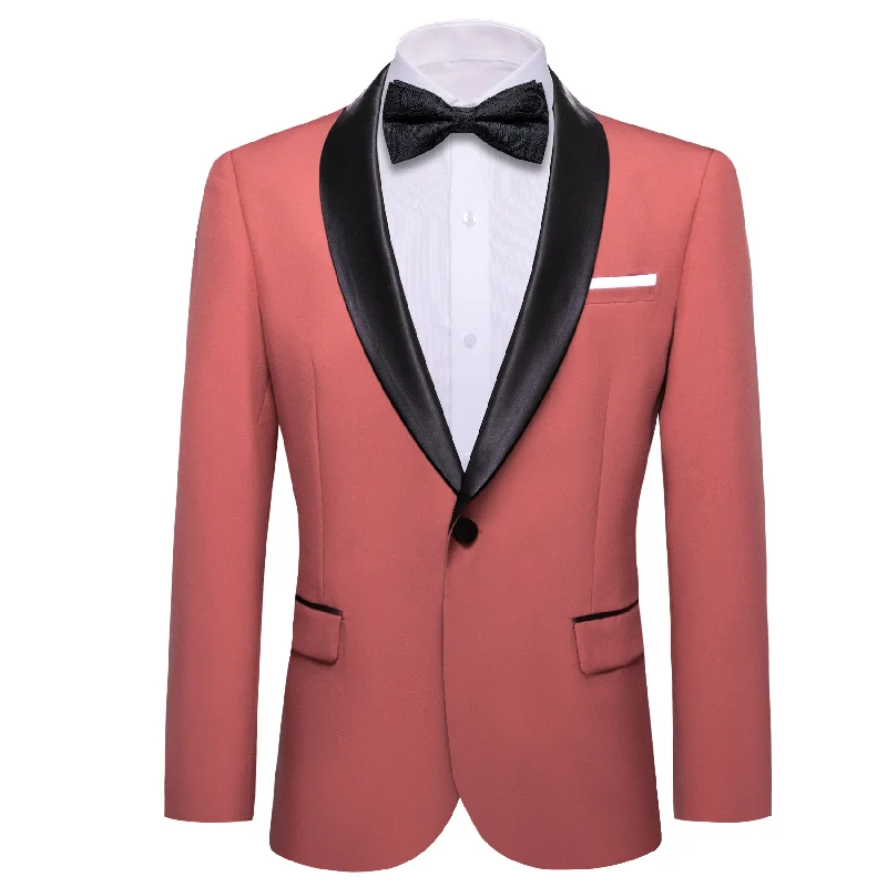 Men's wool business wedding suit -Barry.wang Men's Suit Light Coral Solid Shawl Collar Suit Jacket