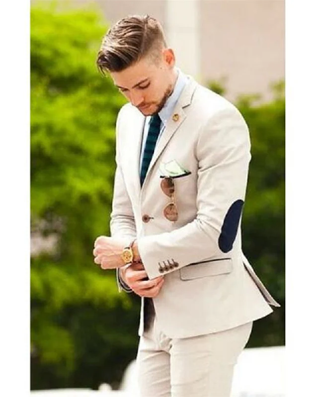 Men's wool tuxedo for office party -Beige Two Pieces Wedding Suit Groom/Best Men Tuxedo  (Jacket+Pants)